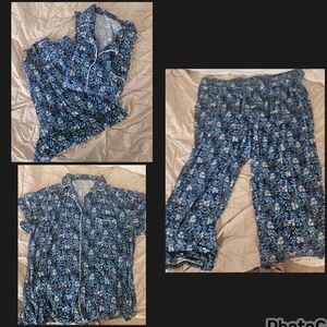 Floral Blue Pajama Set - XXL